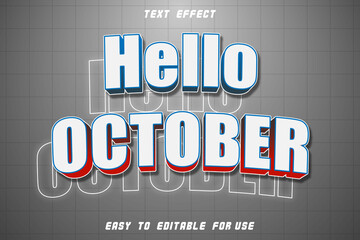 Hello October Editable Text Effect Emboss Modern Style