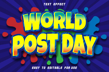 World Post Day Editable Text Effect Emboss Comic Style