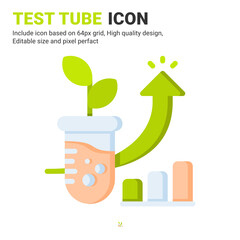 Test tube icon vector with flat color style isolated on white background. Vector illustration laboratory sign symbol icon concept for digital farming, logo, business, agriculture, apps and project