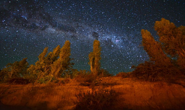 The beautiful Milky Way above the clear and dark sky above Pisco Elqui, Chile.