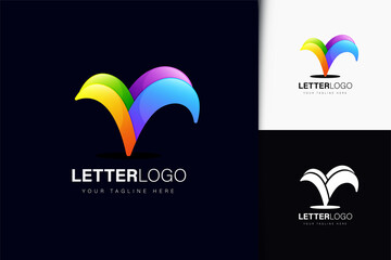 V letter logo design with colorful gradient