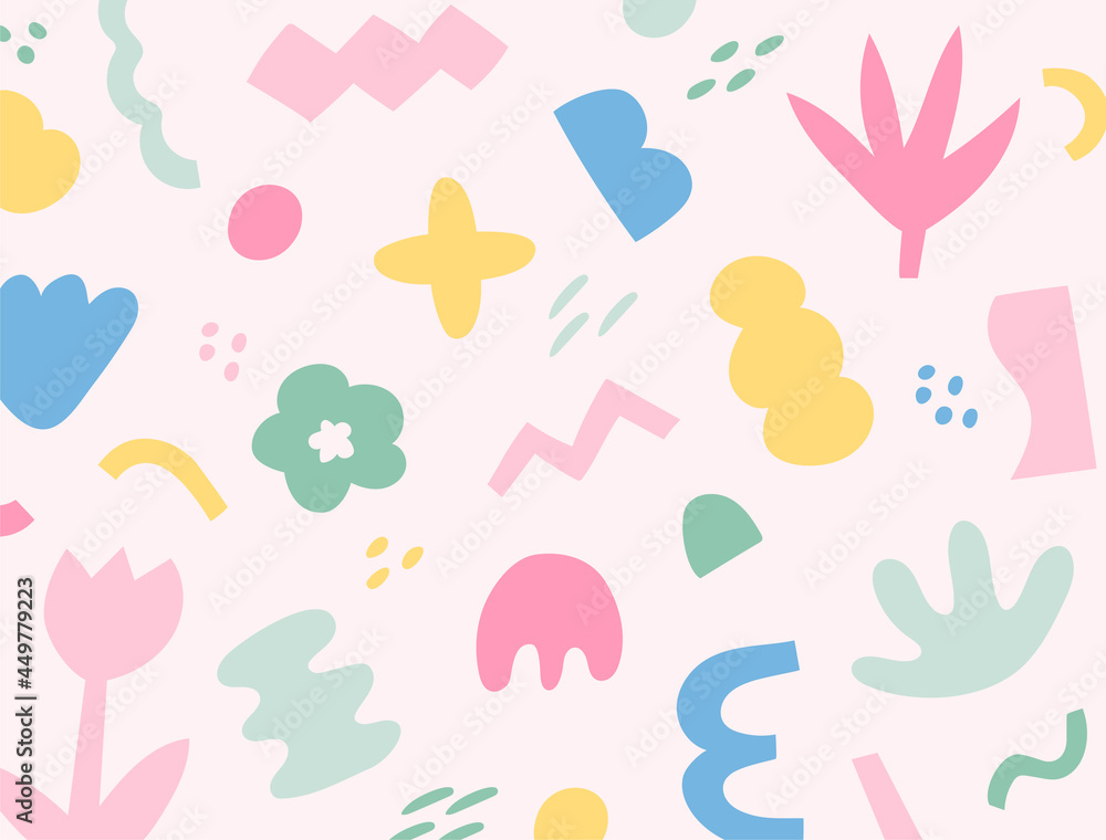 Poster free-form patterns in cute pastel tones. simple pattern design template.