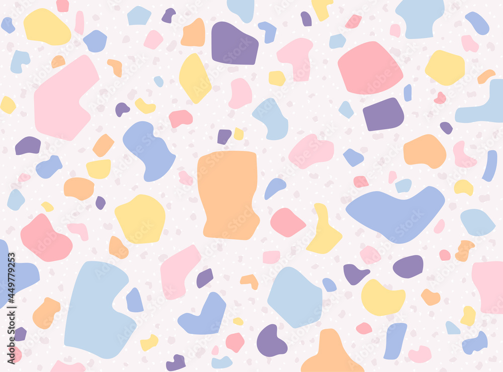 Poster terrazzo pattern in bright pastel colors. simple pattern design template.