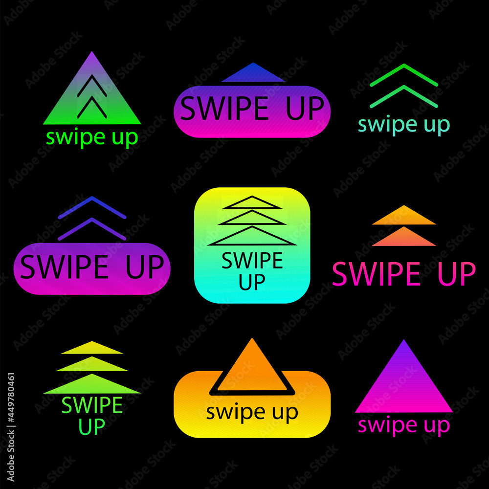 Poster swipe up. abstract digital background. modern concept. up arrow button symbol. vector illustration. 