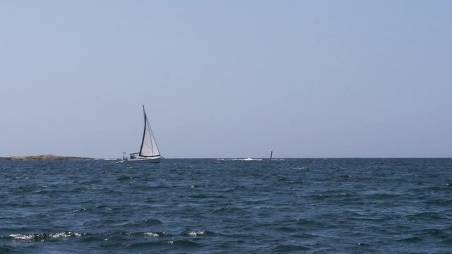 Sail boat on the Nordic artic sea
