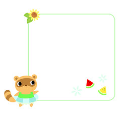 夏のタヌキアイコン　フレーム＋装飾付