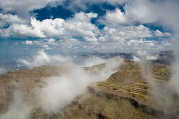 Spectacular views of the agricultural landscape of Somara mountain in Ibb City. the beauty of Yemen. Yemen Landscape. Yemen tourism