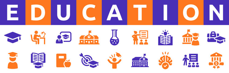 Education icon set.
