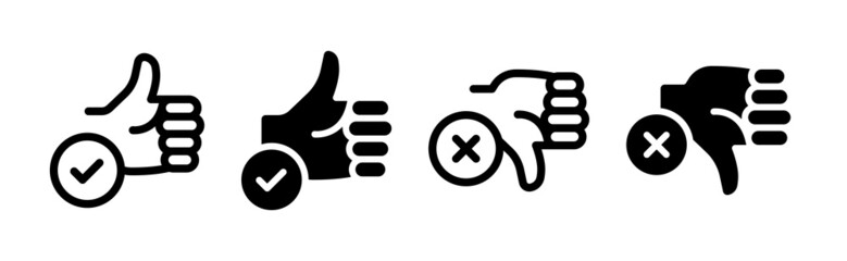 Thumbs up and down icon symbol of good and bad.