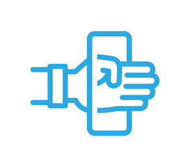 Obraz premium Hand pass through glass icon. Symbol of break through icon vector illustration