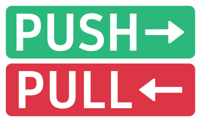 Push and Pull sticker door sign. Vector illustration.