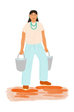 woman holding buckets of water
