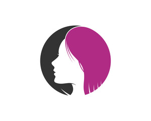 Beauty woman face in the circle shape logo