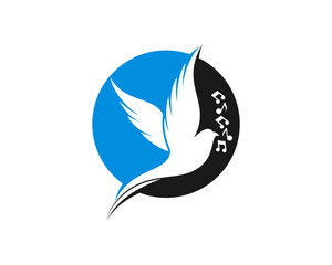 Flying bird silhouette in the circle logo