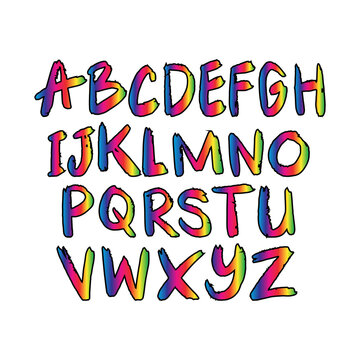Alphabet. Hand drawn letters written with a brush