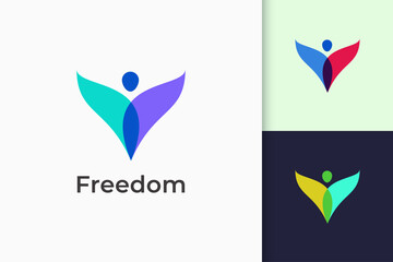 Freedom or human logo represents success and happy for yoga or charity