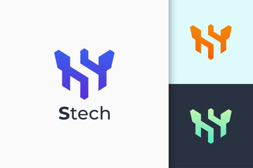Abstract modern logo represent technology or system in letter s shape
