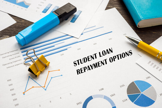 Business concept meaning Student Loan Repayment Options with sign on the piece of paper.