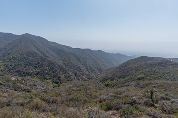 Fototapeta na wymiar Scenic panoramic Temescal Ridge Trail vista, Los Angeles, Southern California 