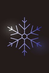 Minimalist Snowflake Snow Line Wall Art Print. Glow Art White And Blue Color Vector Design