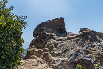 Scenic rock formation along the Temescal Ridge Trail, Los Angeles, Southern California