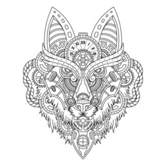 Wolf Steampunk Illustration Lineal Style
