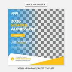 school admission back to school social media template post banner