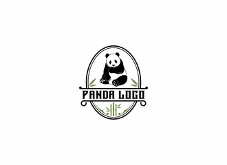 cute panda logo on white background