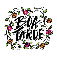 Boa Tarde hand lettering. Good Afternoon. Brazilian.