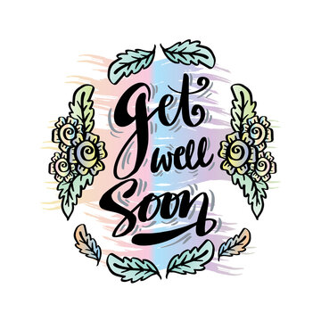 Get well soon hand lettering greeting card