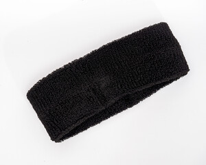 Black fitness and sports headband on white background