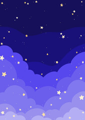 Obraz na płótnie Canvas Cloud and star on the night sky illustration background for decoration on night celebration party, dream and space concept.