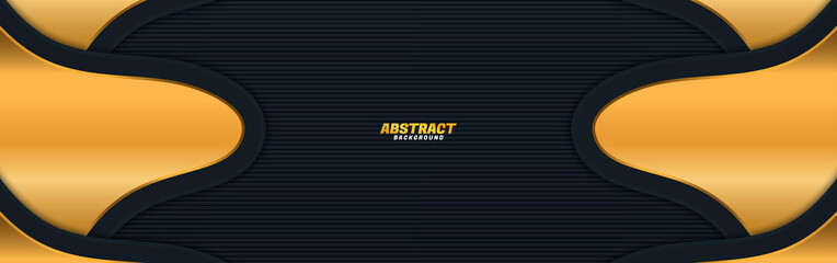 Luxury bright golden lines with metal effect style, lines with gold borders on dark background