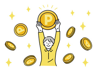 ポイントが貯まる(キャンペーン、使う、還元、お金、お得、節約、感謝) accumulate pointsCampaign, spend, give back, money, save, thank you.