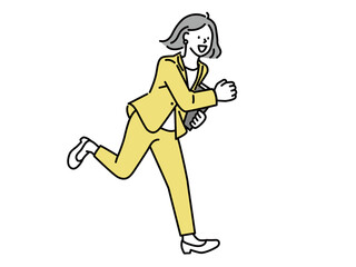 走る会社員のイラスト(ステップアップ、モチベーション、飛躍、向上心、昇進、やる気、努力) Illustration of a male businessman showing step-up, motivation, leap, ambition, promotion, motivation, effort, enthusiasm