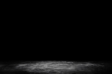 Empty space of Studio dark room concrete floor grunge texture background.