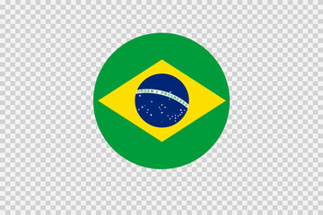 Brazil flag in circle shape isolated  on png or transparent  background,Symbol of Brazil, template for banner,card,advertising, magazine,vector,top gold medal winner sport country