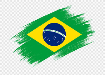 Brazil  flag with brush paint textured isolated  on png or transparent background,Symbol Brazil,template for banner,advertising ,promote, design,vector,top gold medal winner sport country