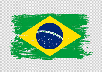 Brazil  flag with brush paint textured isolated  on png or transparent background,Symbol Brazil,template for banner,advertising ,promote, design,vector,top gold medal winner sport country