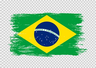 Fotobehang Brazil  flag with brush paint textured isolated  on png or transparent background,Symbol Brazil,template for banner,advertising ,promote, design,vector,top gold medal winner sport country © Only Flags