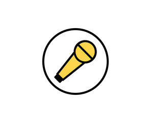 Microphone flat icon. Single high quality outline symbol for web design or mobile app.  Holidays thin line signs for design logo, visit card, etc. Outline pictogram EPS10