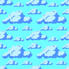 Clouds on a blue background, texture for design, seamless pattern, vector illustration