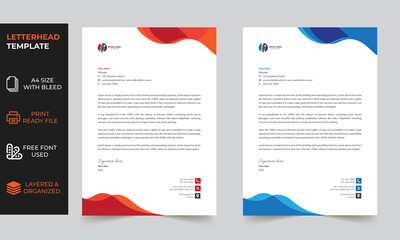 Abstract Letterhead Design Template , Print Ready A4 Size Fully editable Letterhead Design