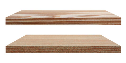 Wooden shelves isolated on white background, Place the product, collection.