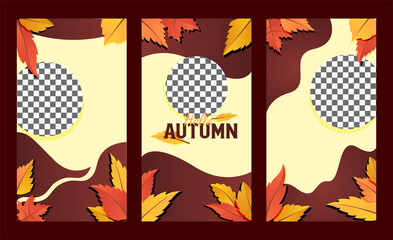 Hallo autumn sale background layout decorate with leaves for shopping sale or promo poster and frame leaflet or web banner.Vector illustration template.