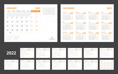 2022 calendar planner set for template corporate design week start on Monday.