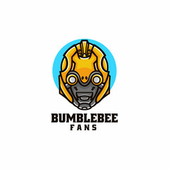 Vector Logo Illustration Robot Simple Mascot Style.