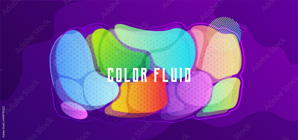 Poster abstract fluid colorful bubbles shapes overlap on gradient background. vector illustration