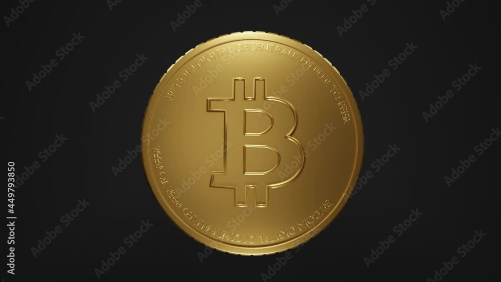 Poster crypto currency gold bitcoin - btc - bit coin loop macro shot 3d animation motion graphics. 4k