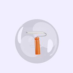 3d illustration of object equipment inside bubbles